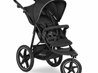 Hauck Silla 3 Ruedas Runner 2 de Hasta 25 Kg, Respaldo Reclinable Desde El Nacimiento, Upf 50+, Grandes Ruedas Neumáticas para Todos los Terrenos, Manillar Ajustable en Altura, Plegado Compacto, Negro