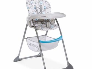 Hauck Silla alta Sit N Fold/De 6 meses a 15 kg/Plegable delgado/Respaldo ajustable/Bandeja desmontable/Cesta grande de juguetes/Blanco Azul