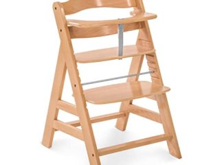Hauck Trona Alta de Madera Alpha +, Regulable, Apto para Recien Nacidos Combinando con el Newborn Set Alpha Bouncer (disponible por separado) / Marrón Natural