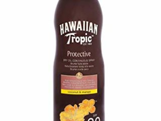 Hawaiian Tropic - Protective Bruma Aceite Seco SPF 30 - Protección Alta - Bronceador en Spray - Sabor Exótico de Coco y Mango. Formato Bruma: 180 ml