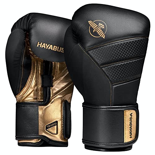 Hayabusa - Guantes de boxeo T3, 12oz, Negro/Dorado