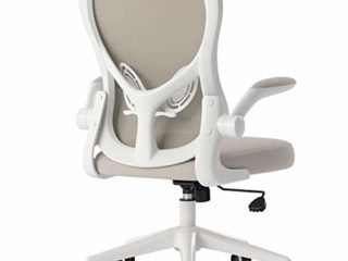Hbada - Silla de escritorio ergonómica, silla de oficina con reposabrazos abatibles y soporte lumbar, altura ajustable