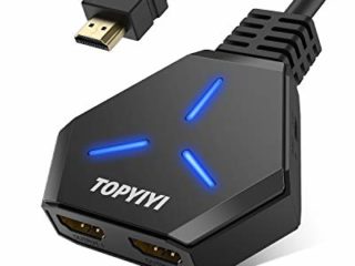 HDMI Splitter 4K TOPYIYI Duplicador HDMI 1x2,Splitter HDMI 1 Entrada y 2 Salidas Soporta 4K, 3D, UHD, 1080P, HDCP para Xbox, PS4, PS3, BLU-Ray Player, HDTV, DVD, DVR y Apple TV