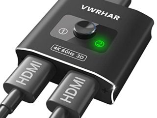 HDMI Switch 4K@60Hz HDMI Splitter, Aluminio Conmutador HDMI 2.0 Bidireccional 2 Entrada a 1 Salida o HDMI Splitter 1x2, Soporta 4K 3D 1080P UHD HDR HDCP 2.2 para TV PS3/4/5 BLU-Ray/DVD Player Xbox