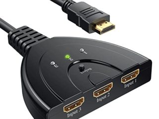 HDMI Switch, GANA 3 Entradas 1 Salida Switch HDMI Splitter Soportes Full HD 1080p 3D Duplicador HDMI Ladrón para HDTV/Xbox/PS3/PS4/Apple TV/Fire Stick/BLU-Ray DVD-Player