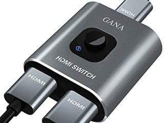 HDMI Switch HDMI Splitter 4K@60Hz, GANA Duplicador HDMI Bidireccional 2 Entradas 1 Salida o 1 In 2 out Alluminio Conmutador HDMI Soporta HD 4K 3D 1080P para TV/Blu-ray/Firestick/Xbox/PS3/4/5-Plata