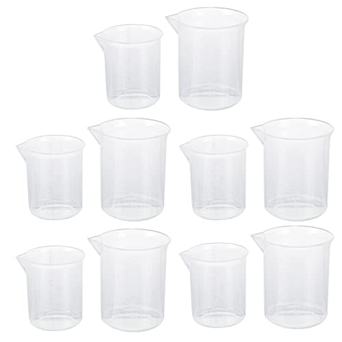 Healifty - Tazas medidoras de plástico de 50 ml con escala graduada para mezclar manchas de pintura, resina epoxi y recipiente de líquido de laboratorio