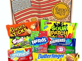 Heavenly Sweets Caja de regalo de caramelos y chocolates americanos - Clásico Retro USA Treats - Cesta de regalo perfecta para niños, adultos, cumpleaños, Navidad, Pascua - 10 Dulces