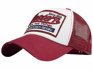 heekpek Gorras Hombre Beisbol con Visera Gorra de Rejilla Bordados de Verano Mujer Transpirable Casual Gorras Rapero Trucker Hombre Viseras Hombre Retro (Rojo)