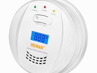 HEIMAN Detector de monóxido de carbono, EN 50291, alimentado por baterías de 5 años y sensor de 10 años, alarma CO, con pantalla LCD-723ESY