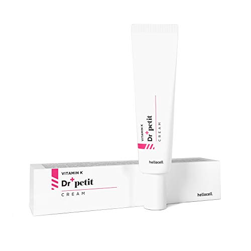 Hellocell Vitamin K Dr+ Petit Cream 15ml - Crema de vitamina K para moretones, círculos oscuros, cuidado de los ojos, crema facial, crema para los ojos, antidecoloración, bolsas para los ojos