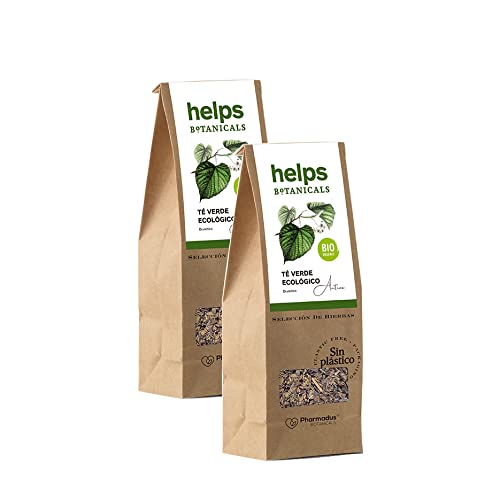 HELPS INFUSIONES - Té Verde A Granel 100% Natural. Infusión Diurética, Antioxidante, Termogénico. Favorece La Perdida de Peso. Bolsa A Granel De 50 Gramos. Pack de 2.
