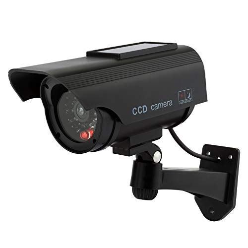 Hengu Cámara Falsa Dummy Cámara con Energía Solar de Seguridad LED Parpadeante Sistema de Vigilancia Cámara Simulada CCTV