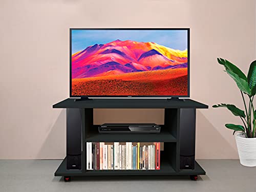 Henor Mesa con Ruedas, Mueble TV, Madera 100 x 40 x 52,5 cm. Ruedas Giro 360º con Freno, Mueble de TV, Mesa Salón. Grafito