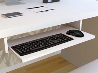 Henor PortaTeclado Bandeja Extraíble Madera 70 x 31 x 11 cm Bajo Escritorio Bajo Mesa Blanco