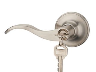 HENYIN Cerradura de puerta con llave de palanca de onda/perilla de puerta Hardware manija de onda y armario Lockset (805SN-L)