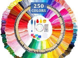 HEPAZ Hilos de Bordar,321 Piezas Hilos de Bordado,250 Colores con 10 Tablero Blanco de la Bobina para Costura,Kit de Hilos Cross Stitch Bordado