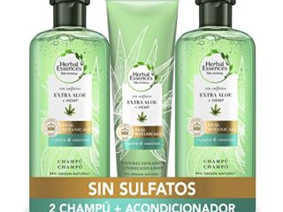 Herbal Essences Sin Sulfatos Ni Siliconas, Ingredientes Naturales Aloe Puro Y Hemp, 2 Champús 380 ml + Acondicionador 275 ml