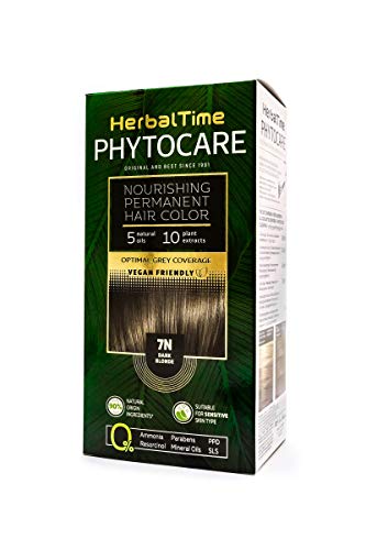 Herbal Time Phytocare Tinte Permanente | Sin Amoniaco, Sin Parabenos | Tinte Natural Pelo Profesional | Kit Tinte de Pelo | Nutre y Protege Tu Cabello | Color Rubio Oscuro 7N