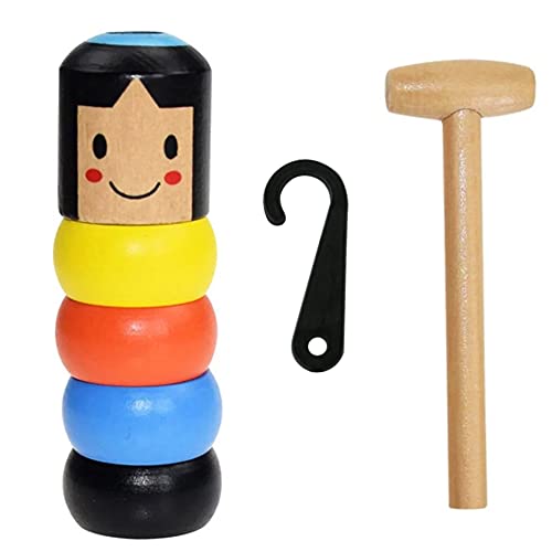 Herbests Juguete mágico de madera irrompible, juguete de madera para hombres y mujeres, juguete mágico de madera para niños y adultos, marioneta mágica y divertida con magia