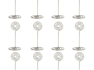 HERCHR Portatarjetas de Lugar de 12 Piezas, Clips de Fotos para Soportes de números de Mesa de Boda para Fiestas Soportes para Tarjetas de Mesa(Plata)