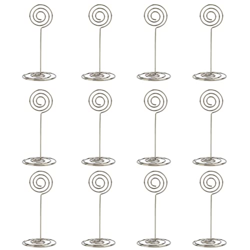 HERCHR Portatarjetas de Lugar de 12 Piezas, Clips de Fotos para Soportes de números de Mesa de Boda para Fiestas Soportes para Tarjetas de Mesa(Plata)