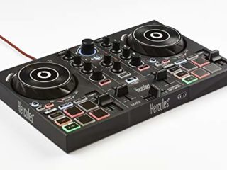 Hercules DJControl Inpulse 200 – Controlador DJ con USB, adecuado para principiantes que están aprendiendo a mezclar - 2 pistas con 8 pads y tarjeta de sonido, Multicolor