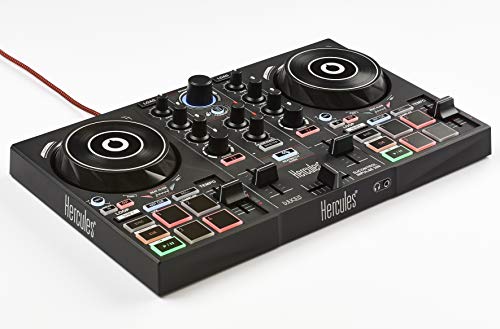 Hercules DJControl Inpulse 200 – Controlador DJ con USB, adecuado para principiantes que están aprendiendo a mezclar - 2 pistas con 8 pads y tarjeta de sonido, Multicolor