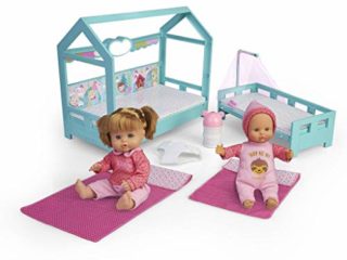 Hermanitas a la cama, muñecas bebé con cama para dormir