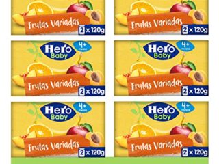 Hero Baby Tarritos de Frutas Variadas - Para Bebés a partir de 4 meses - 6 Packs de 2 x 120 g
