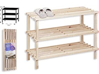 HERSIG - Estanteria Zapatero Madera | Zapatero Entrada Recibidor 3 Alturas - 74 x 26 x 48,5 cm - Color Natural