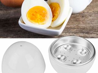 Hervidor de huevos, microondas inalámbrico para hacer huevos, caldera y vaporera, 4 huevos duros o blandos perfectamente cocidos en menos de 9 minutos como se ve en la televisión, color blanco