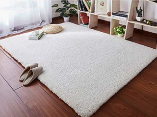 HETOOSHI Alfombra Salon Grandes Shaggy - Alfombras Dormitorio Modernas Pelo Largo Lavables - para Comedor, Dormitorio, Pasillo y Habitación Juvenil (Beige, 60 x 90 cm)
