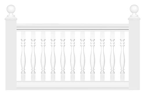 HEXIM - Barandilla de plástico de poliuretano, color blanco, selección de todos los componentes, Perfect M1010 (tapa de pilar puntiaguda M1017)