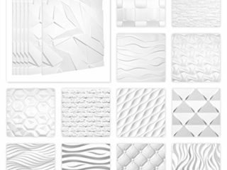 HEXIM Paneles 3D de 60 x 60 cm, diseño de pared y techo con placas de poliestireno expandido (EPS), color blanco (Rubik, 12,96 m²)