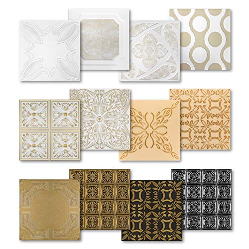 Hexim Placas de poliestireno para techo – Gran selección de 50 x 50 cm XPS revestimiento de pared y techo 2 m², placas de colores, decoración indeformables NR.112 C-Z
