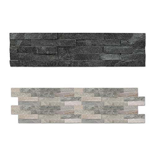 HEXIM Revestimiento de pared de piedra natural para interiores y exteriores, alta duración (mezcla de correas de ladrillo, beige, 24 paquetes)