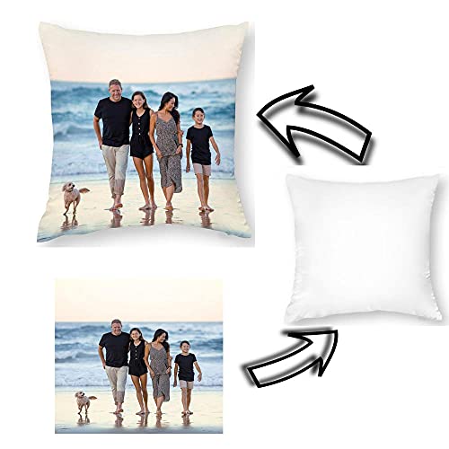HFKUYK-123 Cojín Personalizado con Foto y Texto Personalizable a Dos Caras (Contenido Diferente) Cojines Originales Personalizados Impresión por Las 2 Caras -6 tamaños diferentes-40×40cm（16''×16''）