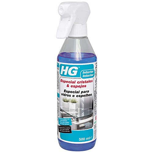 HG Especial cristales y espejos, Limpiador de Vidrios Sin Rayas, Elimina Eficazmente la Grasa y la Suciedad de Ventanas y Otras Superficies (500 ml) - 142050109