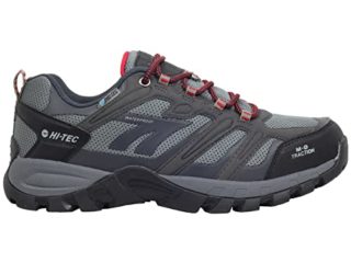 HI-TEC Muflon Low, Zapatillas de Trekking Hombre,Calzado Senderismo Hombre Impermeable, Calzado montaña Hombre (Charcoal/Fiery Red, Numeric_44)