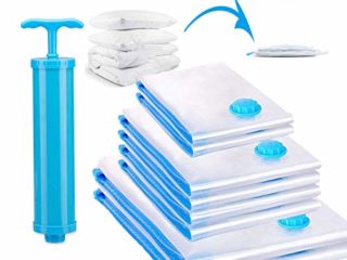 Hiegvor Bolsas de Almacenaje al Vacío,8Piezas(2*100x80 + 4*80x60 + 2*60x40cm + 1*Bomba)Bolsa Vacio Ropa Aspiradora, Bolsas Ahorro de Espacio para Guardar Ropas, Almohadas,Mantas,Edredones,Viaje