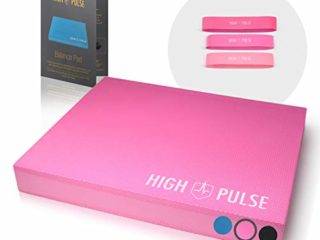 High Pulse Colchoneta Equilibrio + Poster Ejercicios + Bandas elásticas fitness – Plataforma de equilibrio para fitness, yoga, pilates y tratamiento de lesiones (Rosa)