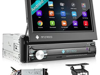 Hikity Radio Coche 1 DIN Android con 7 Pulgadas Pantalla Tactil Autoradio Bluetooth con GPS WiFi Car Stereo Supporta Mirror Link FM/RDS Radio + Cámara De Visión Trasera