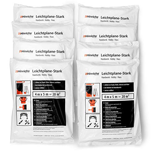 Hinrichs 8 x Plasticos Protectores Muebles 4 x 5 m - Plasticos para Cubrir Muebles 160 m² - Plastico Cubretodo para Pintar - LDPE