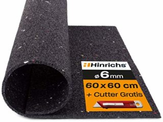 Hinrichs Alfombra Lavadora Antivibracion - 60 x 60 x 0,6 cm Alfombra Antivibracion - Caucho Antivibracion - Alfombra de Goma con póster Gratuito