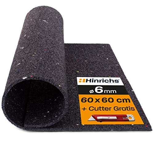 Hinrichs Alfombra Lavadora Antivibracion - 60 x 60 x 0,6 cm Alfombra Antivibracion - Caucho Antivibracion - Alfombra de Goma con póster Gratuito