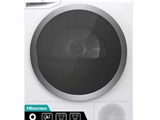 Hisense DHGS90M - Secadora con Bomba de Calor, Tratamiento con Vapor, Carga Frontal, 9 Kg , Motor Eficiente Inverter, Aire Ionizado, Iluminación en el Tambor, Display Led, Blanco