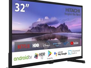 Hitachi 32HAE2351, andorid Smart TV 32 pulgadas, alta definición, HDR10, Bluetooth, Google Play, Chromecast integrado, compatible con Google Assistant TDT y satélite