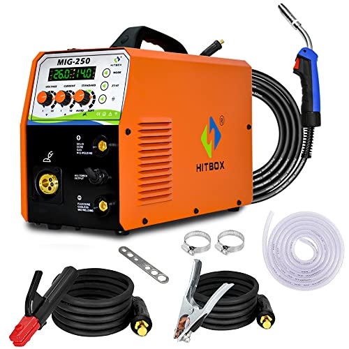 HITBOX 4 in 1 Soldador MIG 230V IGBT Inverter Máquina de soldadura con 180A MMA MAG Lift Tig Soldadora de hilo para 1-5 kg alambre, 2 años de garantía.