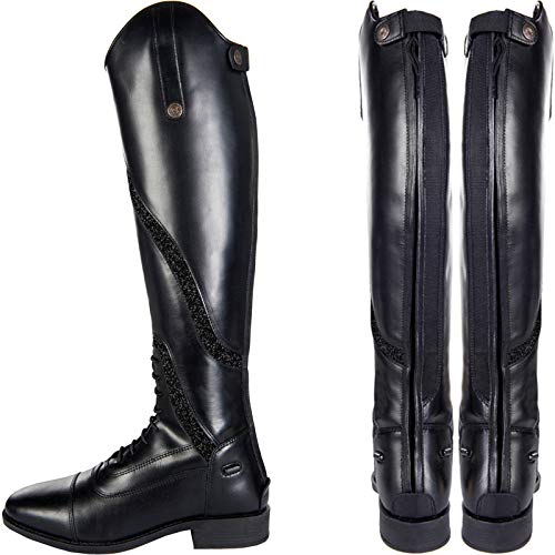 HKM 9109 Reitstiefel Gijón, Langlänge/enge Weite, Lederreitstiefel, Pantalones Unisex Adulto, 9100 Negro, 40 EU